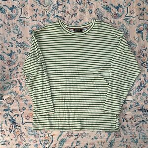 AYR Green and White Long Sleeve Tee Striped